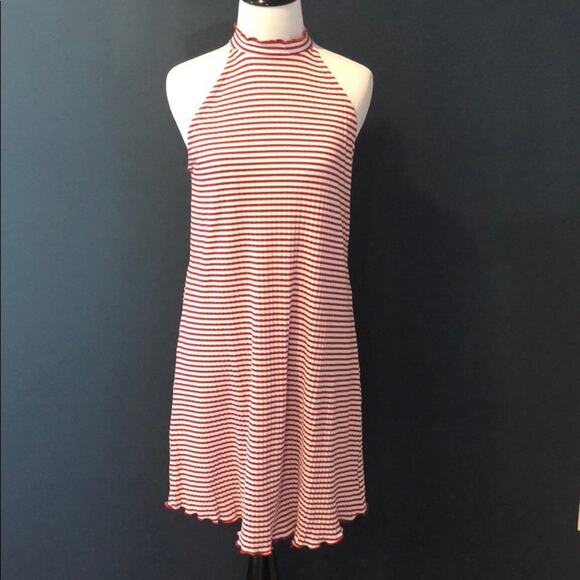 Zara Red Dress Striped Ribbed - Picture 2 of 6